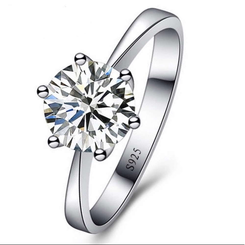 Sterling Silver Diamond Studded Ring